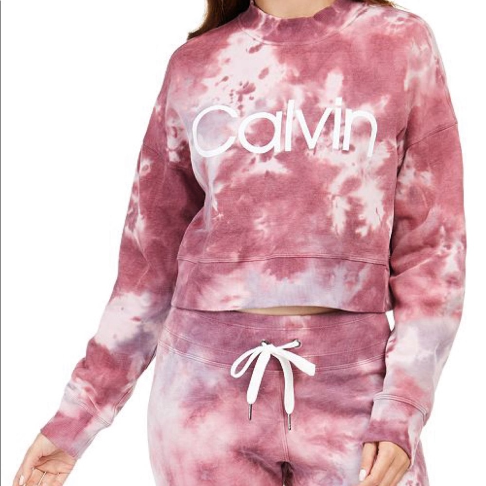 Calvin Klein Tye Dye cropped sweatshirt (IN BLUE)